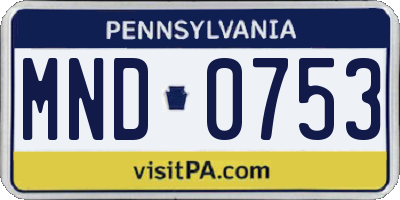 PA license plate MND0753