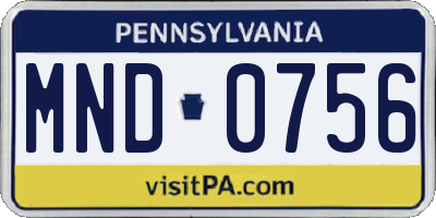 PA license plate MND0756