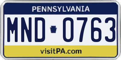 PA license plate MND0763