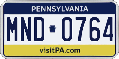 PA license plate MND0764