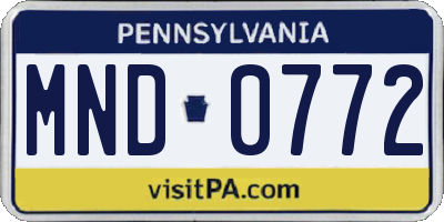 PA license plate MND0772
