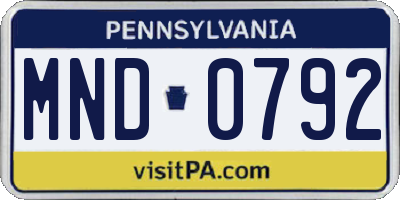 PA license plate MND0792