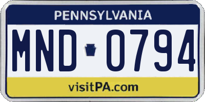 PA license plate MND0794