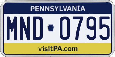 PA license plate MND0795