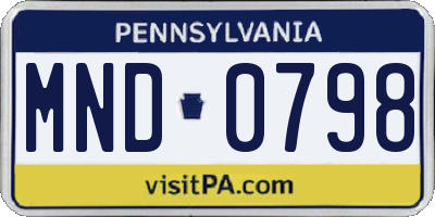 PA license plate MND0798