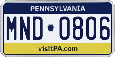 PA license plate MND0806