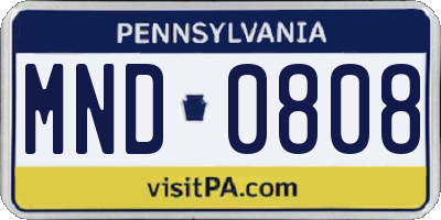 PA license plate MND0808