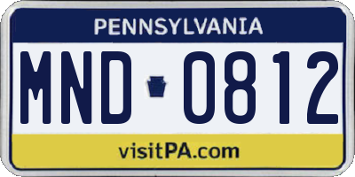 PA license plate MND0812