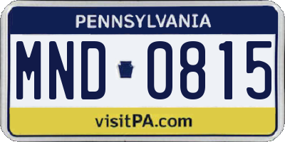 PA license plate MND0815