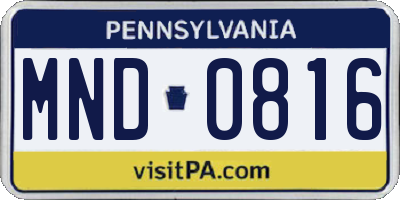 PA license plate MND0816