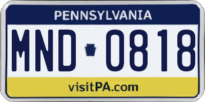 PA license plate MND0818
