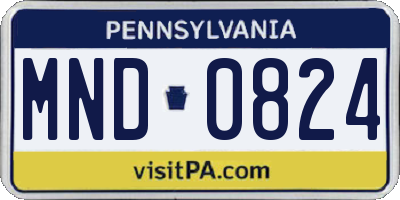 PA license plate MND0824