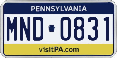 PA license plate MND0831