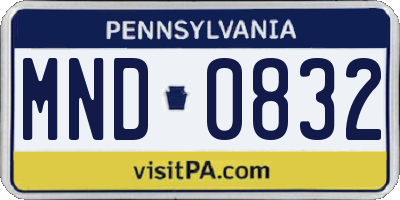 PA license plate MND0832