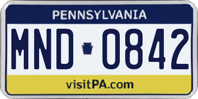 PA license plate MND0842