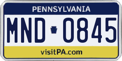 PA license plate MND0845