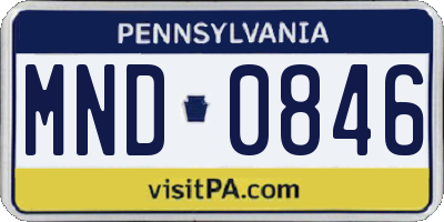 PA license plate MND0846