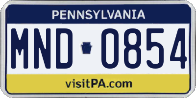 PA license plate MND0854