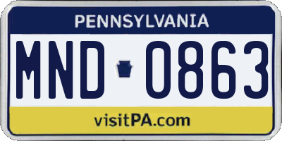 PA license plate MND0863