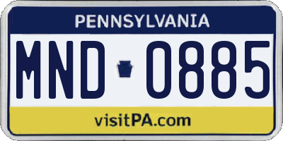 PA license plate MND0885