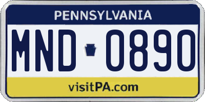 PA license plate MND0890