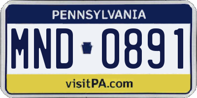 PA license plate MND0891