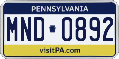 PA license plate MND0892