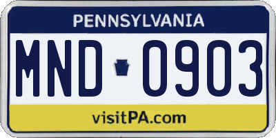 PA license plate MND0903