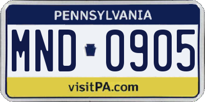 PA license plate MND0905