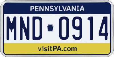 PA license plate MND0914
