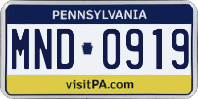 PA license plate MND0919
