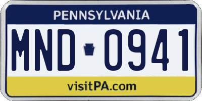 PA license plate MND0941