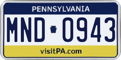 PA license plate MND0943