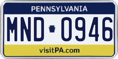 PA license plate MND0946