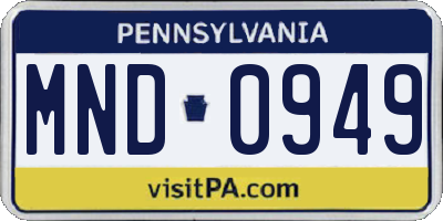 PA license plate MND0949