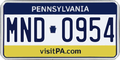 PA license plate MND0954