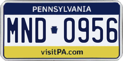 PA license plate MND0956