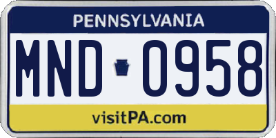PA license plate MND0958