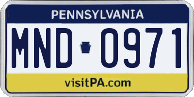 PA license plate MND0971