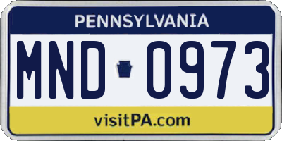 PA license plate MND0973