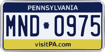 PA license plate MND0975