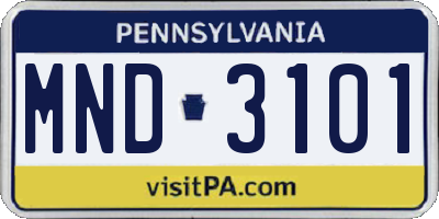 PA license plate MND3101