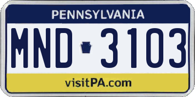 PA license plate MND3103