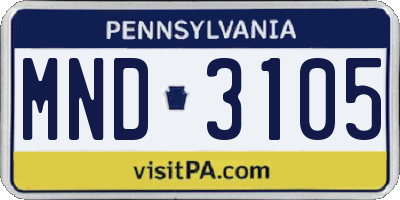 PA license plate MND3105