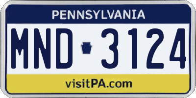 PA license plate MND3124