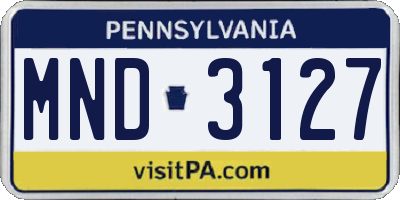 PA license plate MND3127