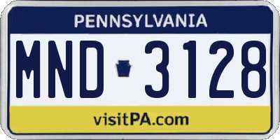 PA license plate MND3128