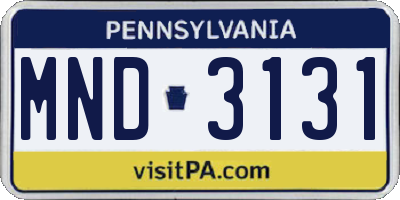 PA license plate MND3131