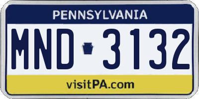 PA license plate MND3132