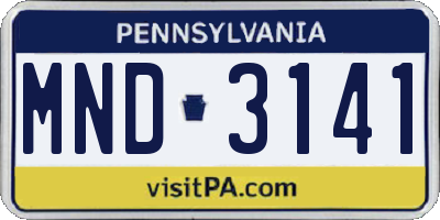 PA license plate MND3141